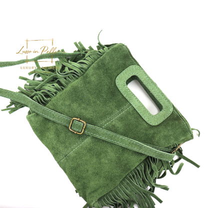 Suede Boho Tassel Crossbody Bag with Adjustable Detachable Straps
