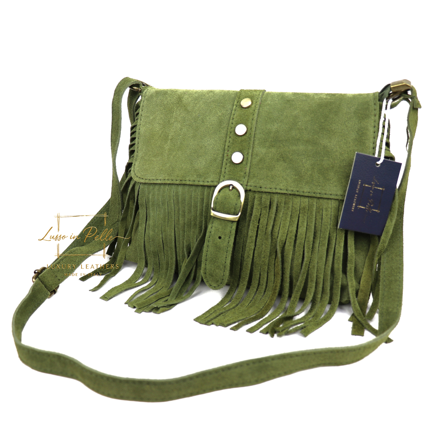 Fringe Suede Crossbody Bag with Adjustable Straps