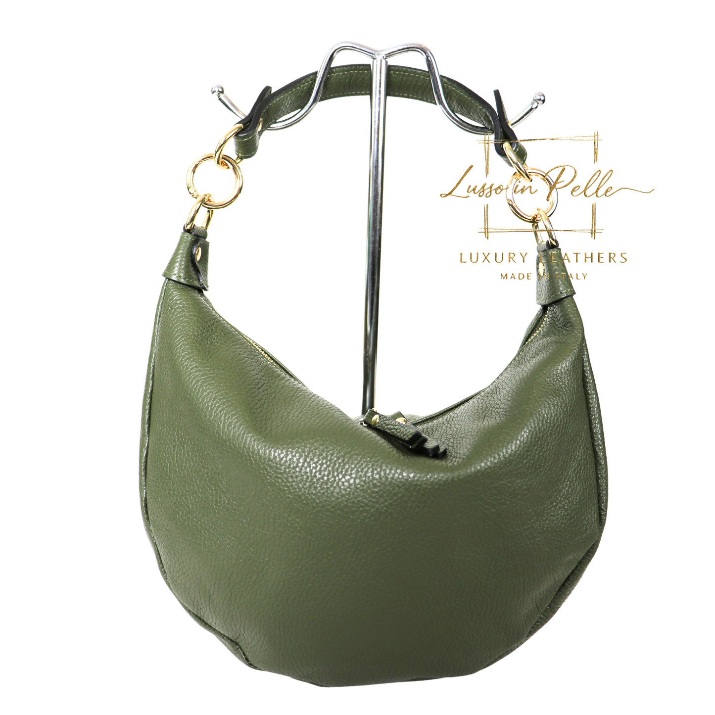 Grain Leather Half Moon Shoulder & Crossbody Bag