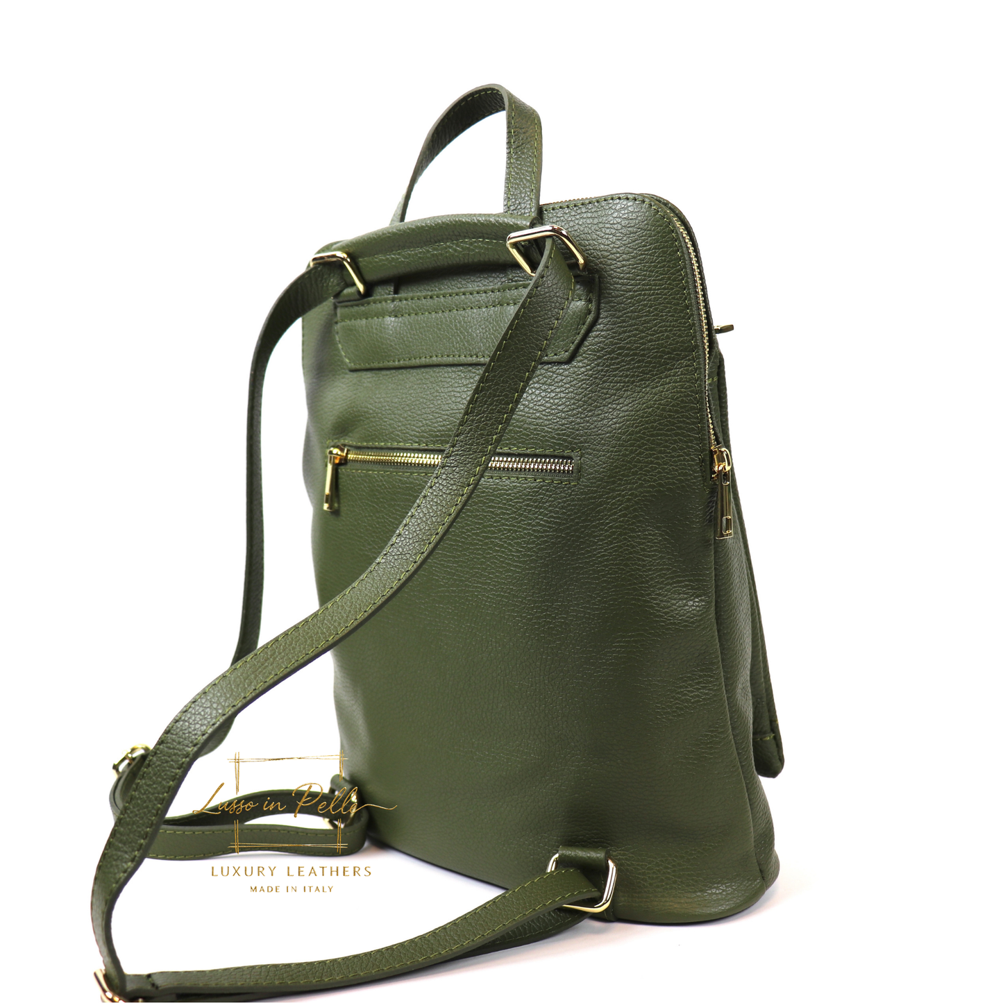 Large Versatile Italian Pebbled Leather Backpack & Crossbody Bag