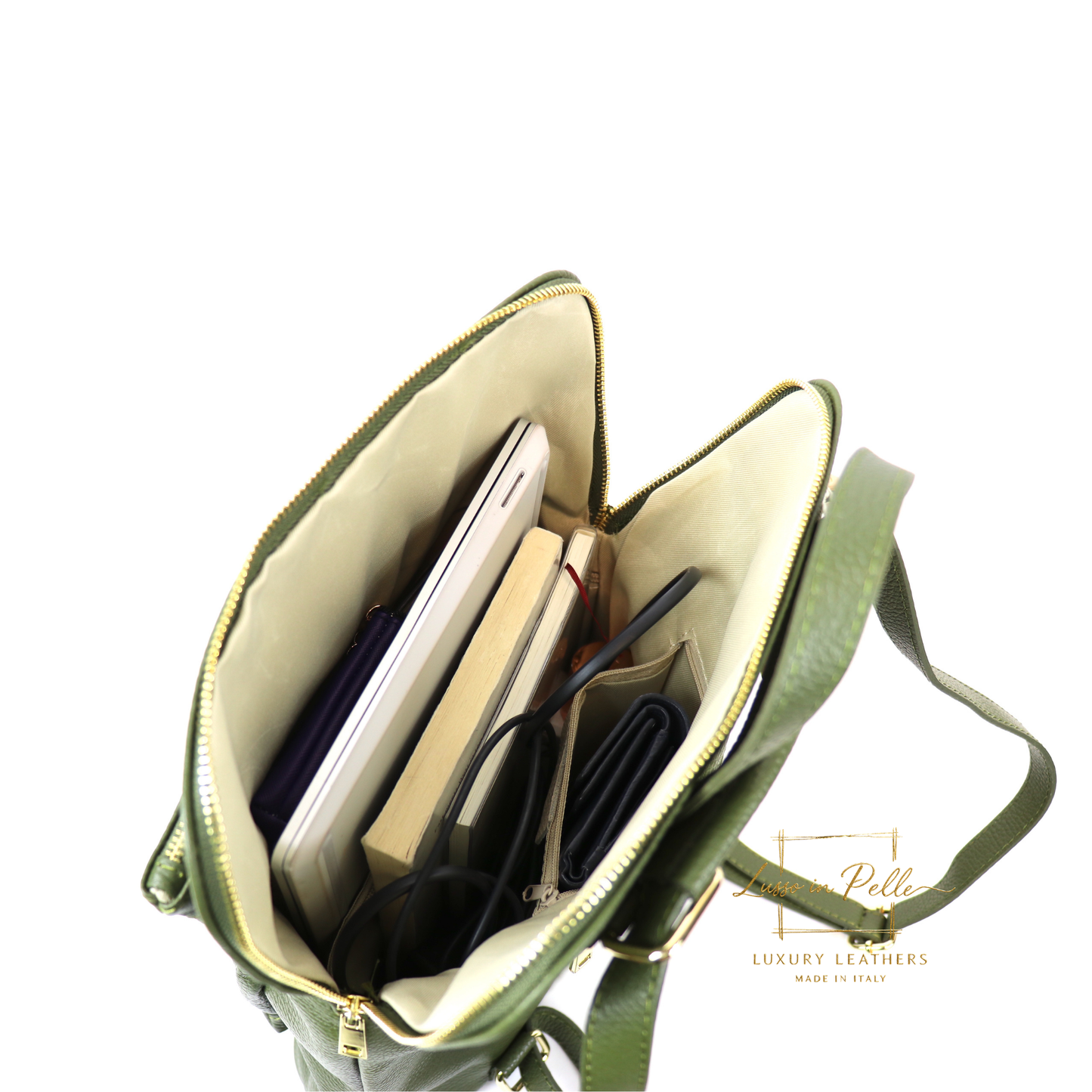 Large Versatile Italian Pebbled Leather Backpack & Crossbody Bag