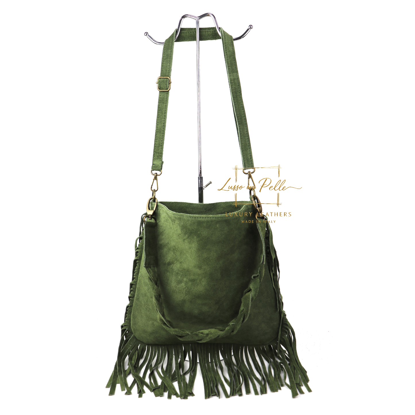 Marina Suede Shoulder/Crossbody Bag with Fringe