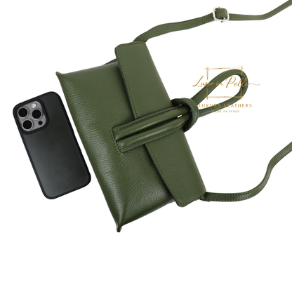 Rose Italian Versatile Leather Bag - Wrist Bag - Clutch Bag