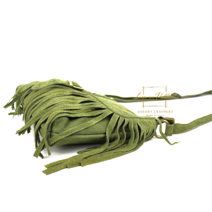 Fringe Suede Crossbody Bag with Adjustable Straps