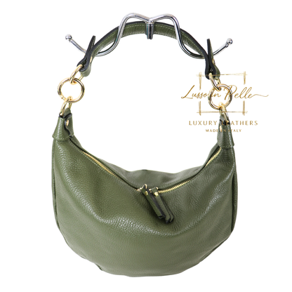 Grain Leather Half Moon Shoulder & Crossbody Bag