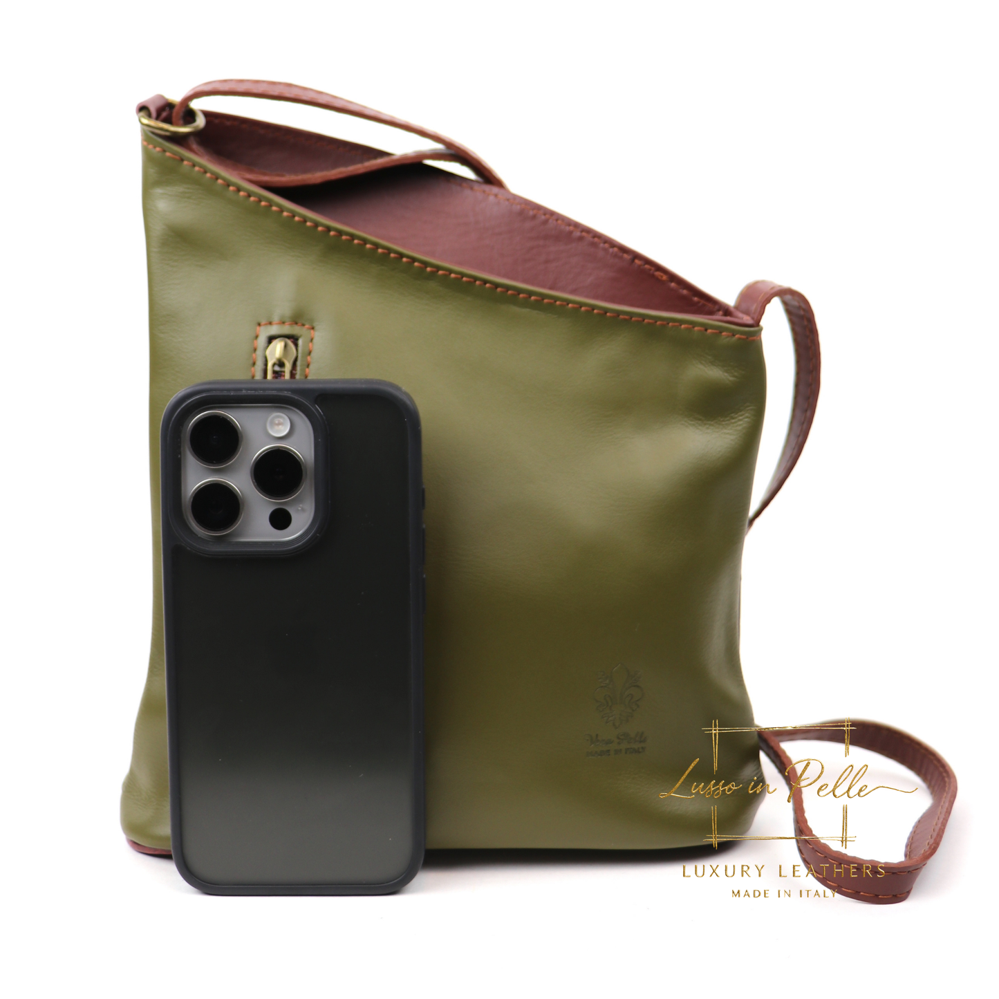 Genuine Soft Italian Leather Crossbody Messenger Handbag