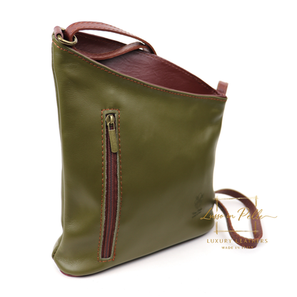 Genuine Soft Italian Leather Crossbody Messenger Handbag