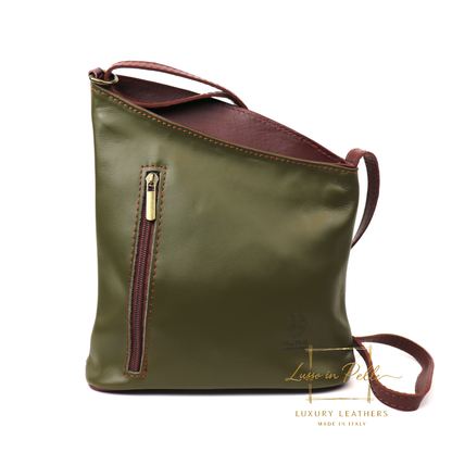 Genuine Soft Italian Leather Crossbody Messenger Handbag