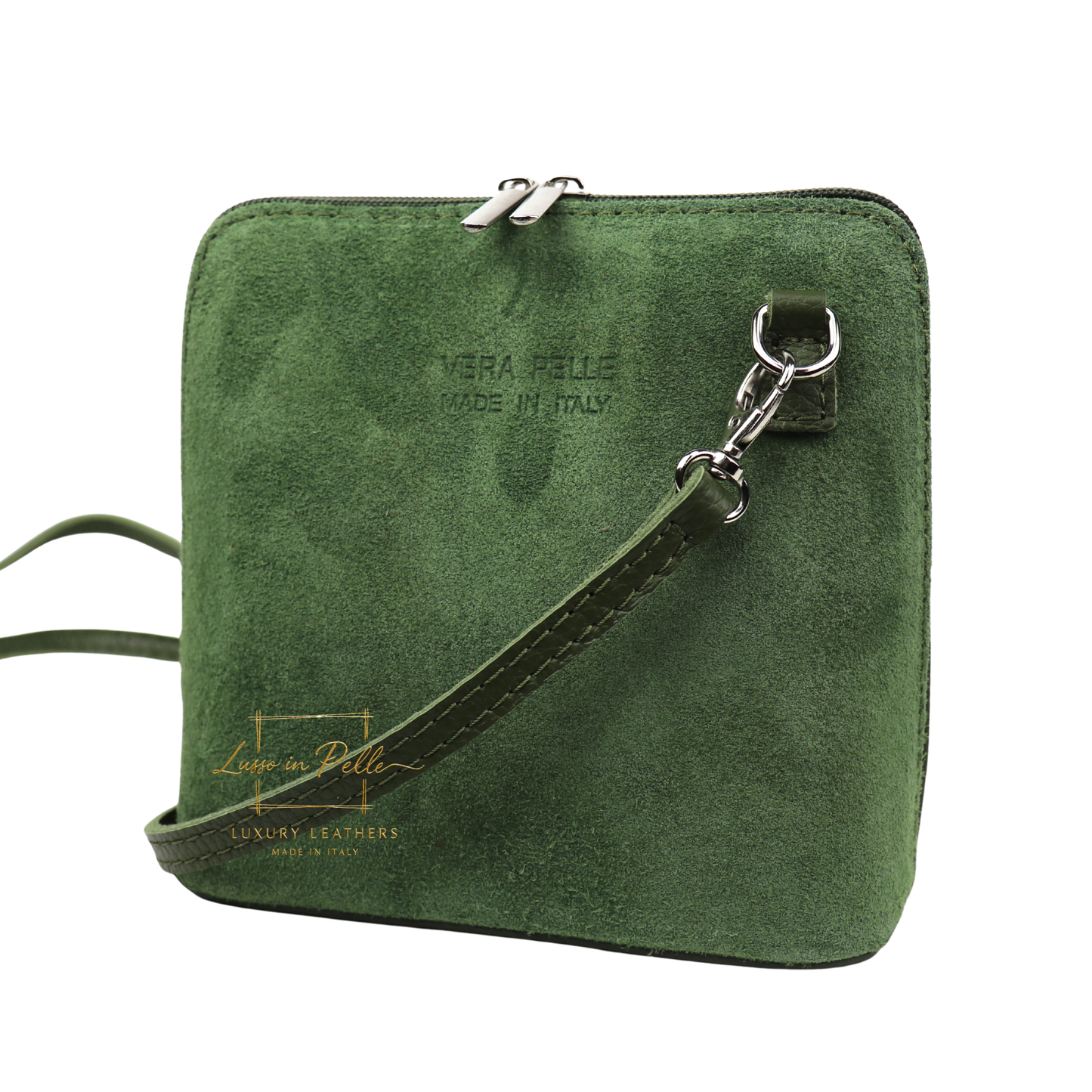 Ella Small Suede Front Grain Leather Handbag with Detachable Straps