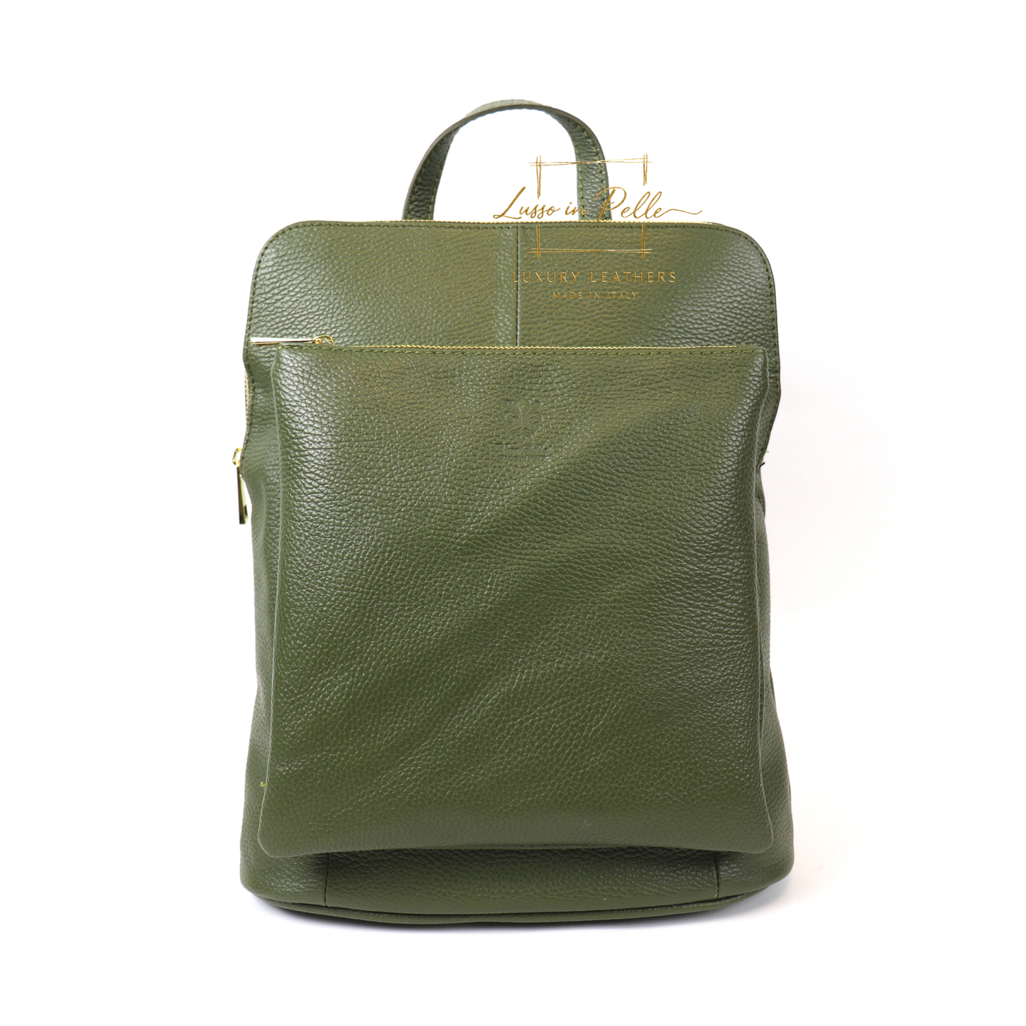 Large Versatile Italian Pebbled Leather Backpack