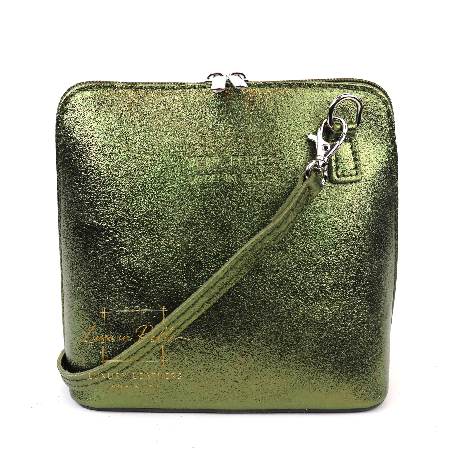 Ella Small Metallic Genuine Italian Leather Handbag with Detachable Straps