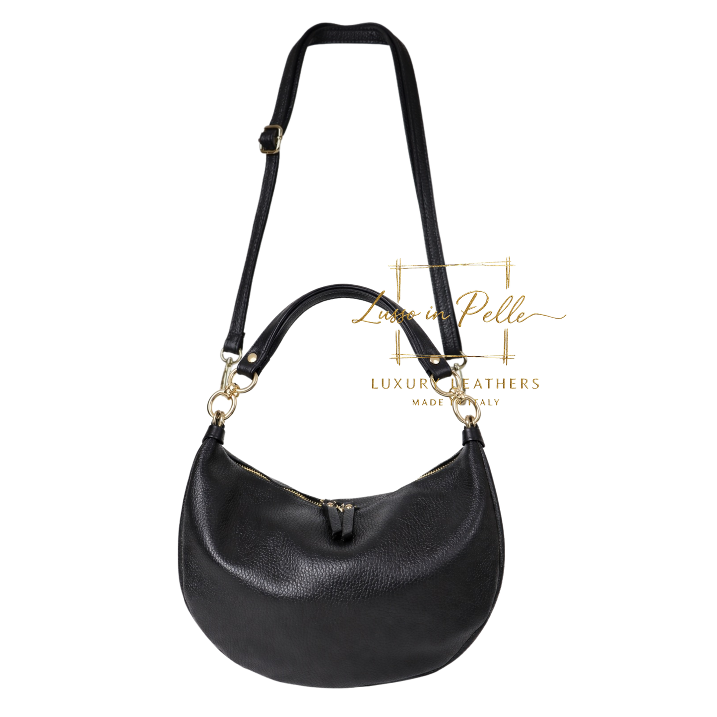 Grain Leather Half Moon Shoulder & Crossbody Bag