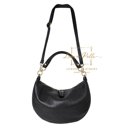 Grain Leather Half Moon Shoulder & Crossbody Bag