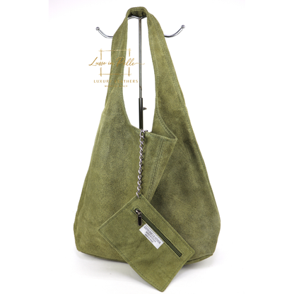 Cali Genuine Suede Hobo Slouchy Shoulder Bag