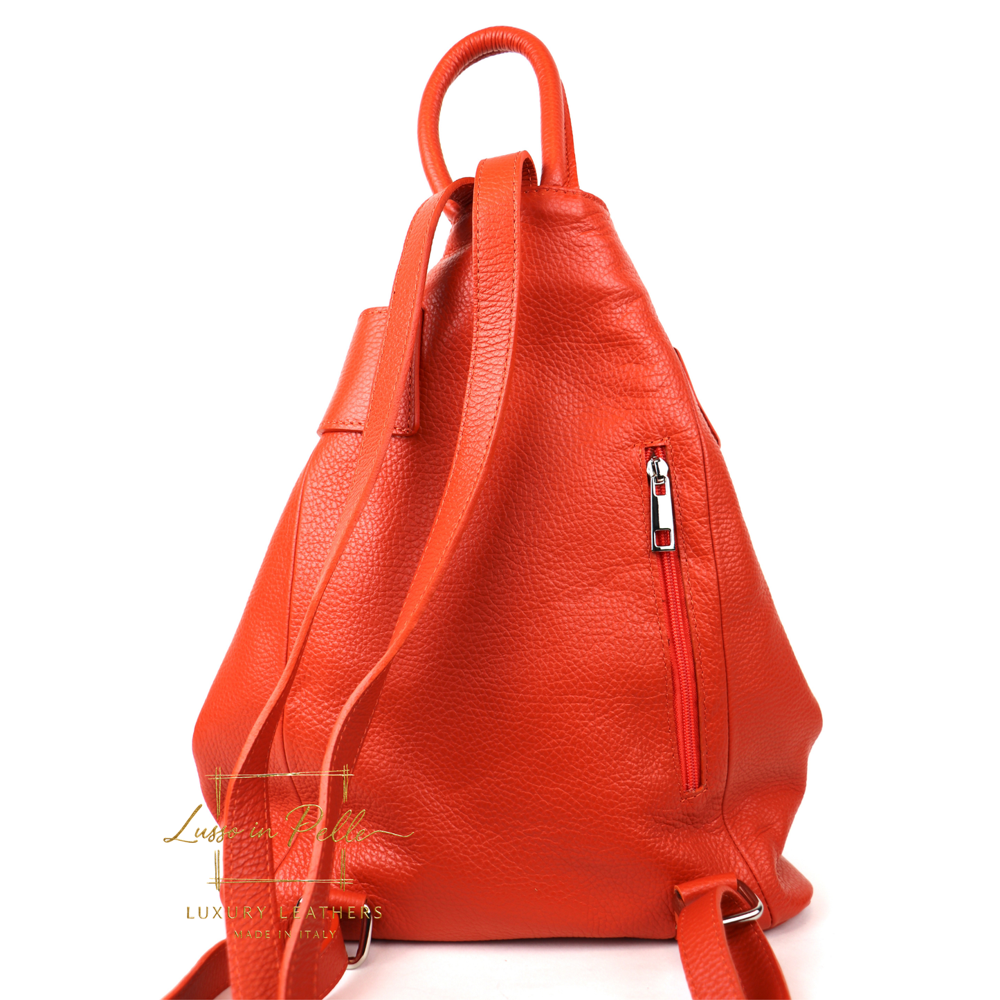 Fold-over Pebbled Leather Backpack