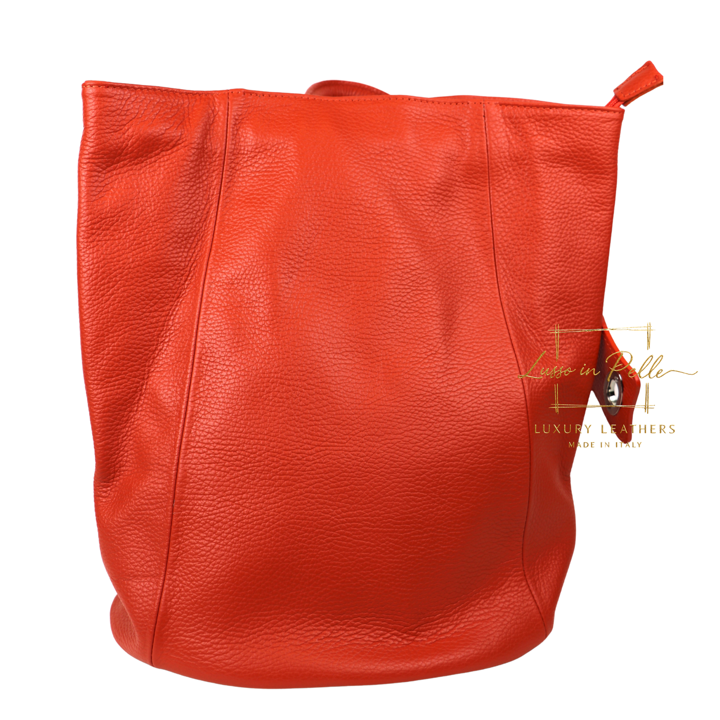 Fold-over Pebbled Leather Backpack