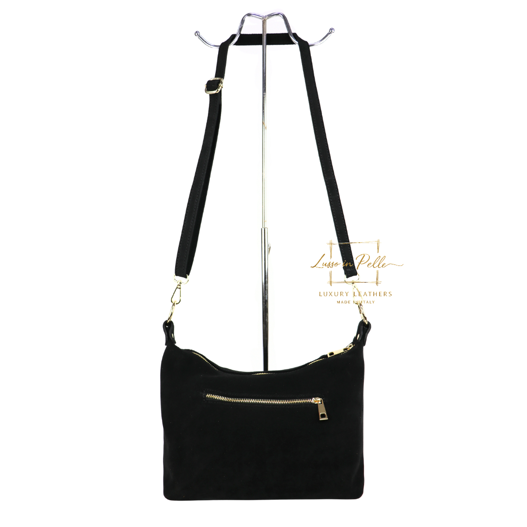 Medium Suede Messenger Crossbody with Tassel Detail