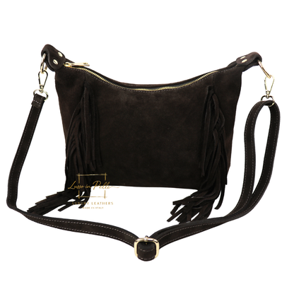 Medium Suede Messenger Crossbody with Tassel Detail