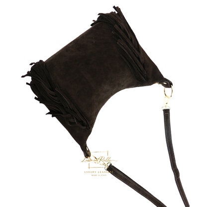 Medium Suede Messenger Crossbody with Tassel Detail
