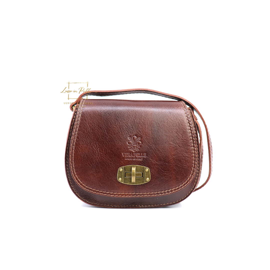 Cora Vintage Small Leather Crossbody Bag - Lussoinpelle darktan Crossbody bags