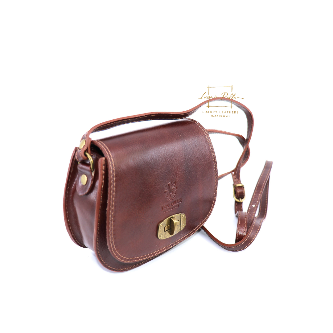 Cora Vintage Small Leather Crossbody Bag - Lussoinpelle darktan Crossbody bags