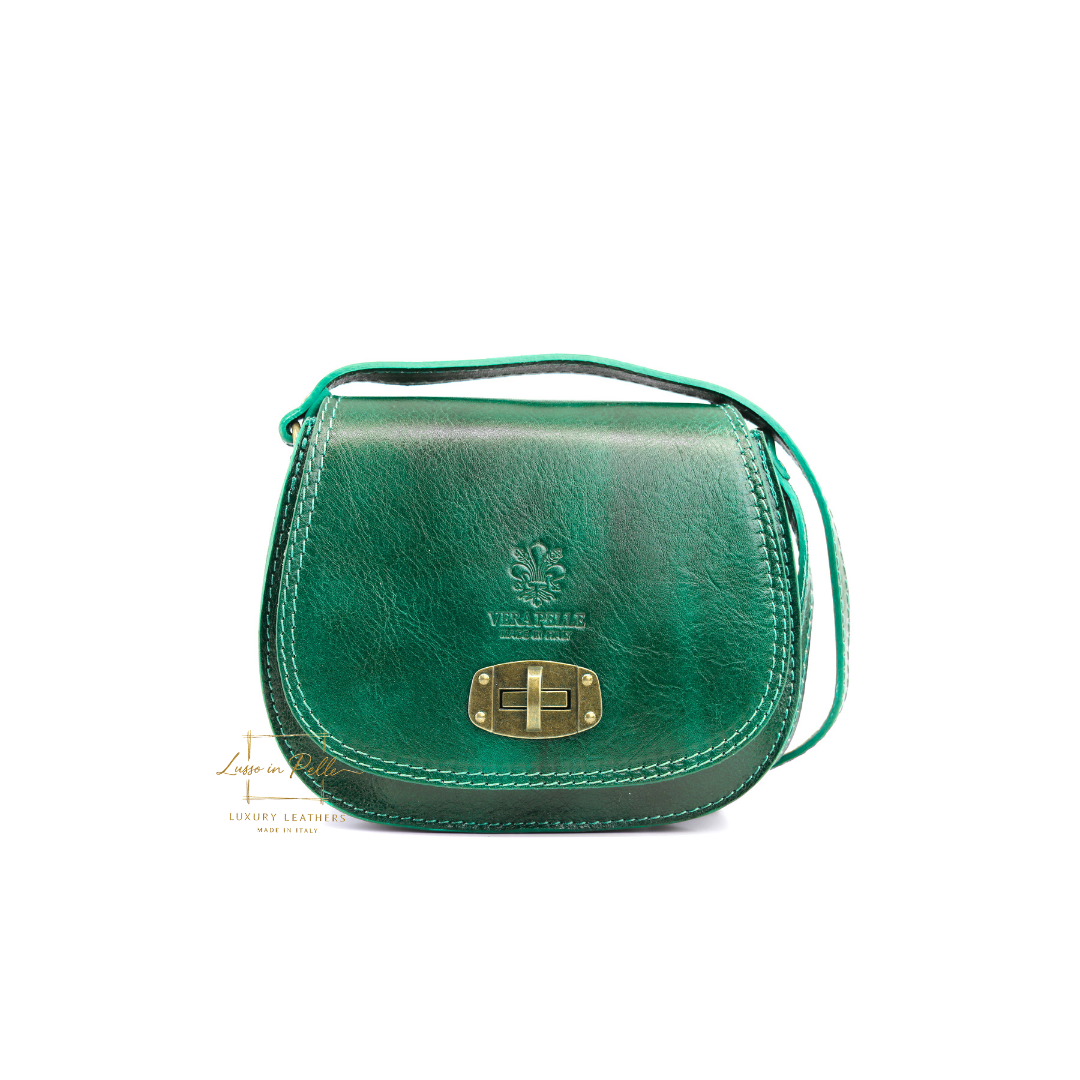 Cora Vintage Small Leather Crossbody Bag - Lussoinpelle green Crossbody bags