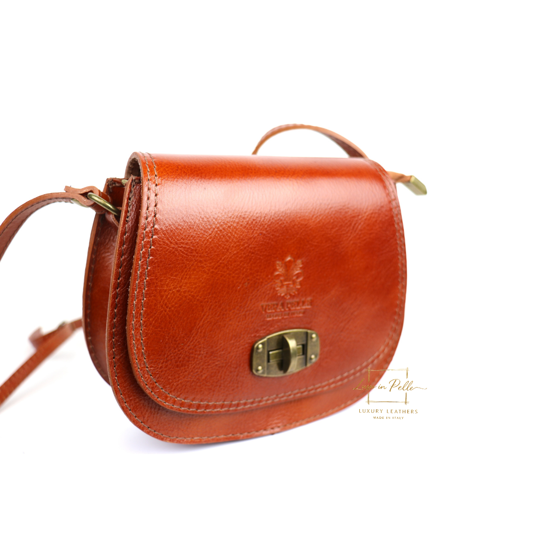 Cora Vintage Small Leather Crossbody Bag - Lussoinpelle Lighttan Crossbody bags