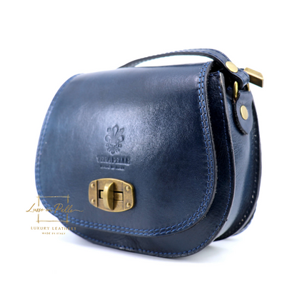 Cora Vintage Small Leather Crossbody Bag - Lussoinpelle navy Crossbody bags