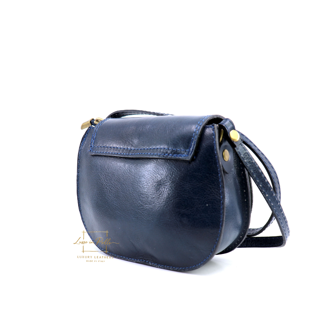 Cora Vintage Small Leather Crossbody Bag - Lussoinpelle navy Crossbody bags