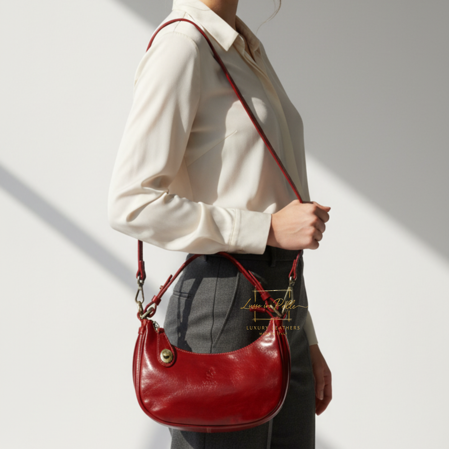 Florence Leather Shoulder/Crossbody Bag with Detachable and Adjustable Straps