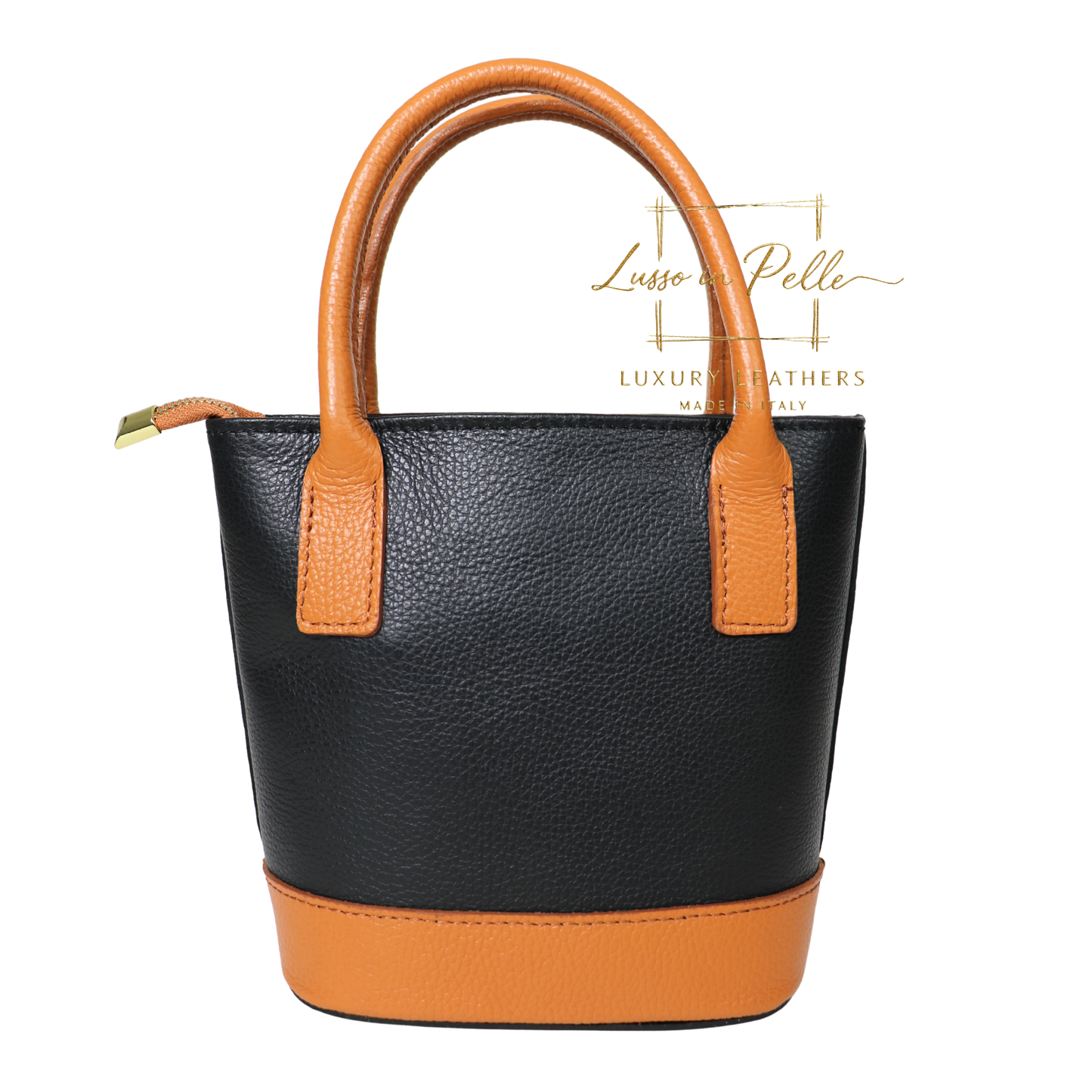 Grain Leather Bucket Bag with Crossbody Strap