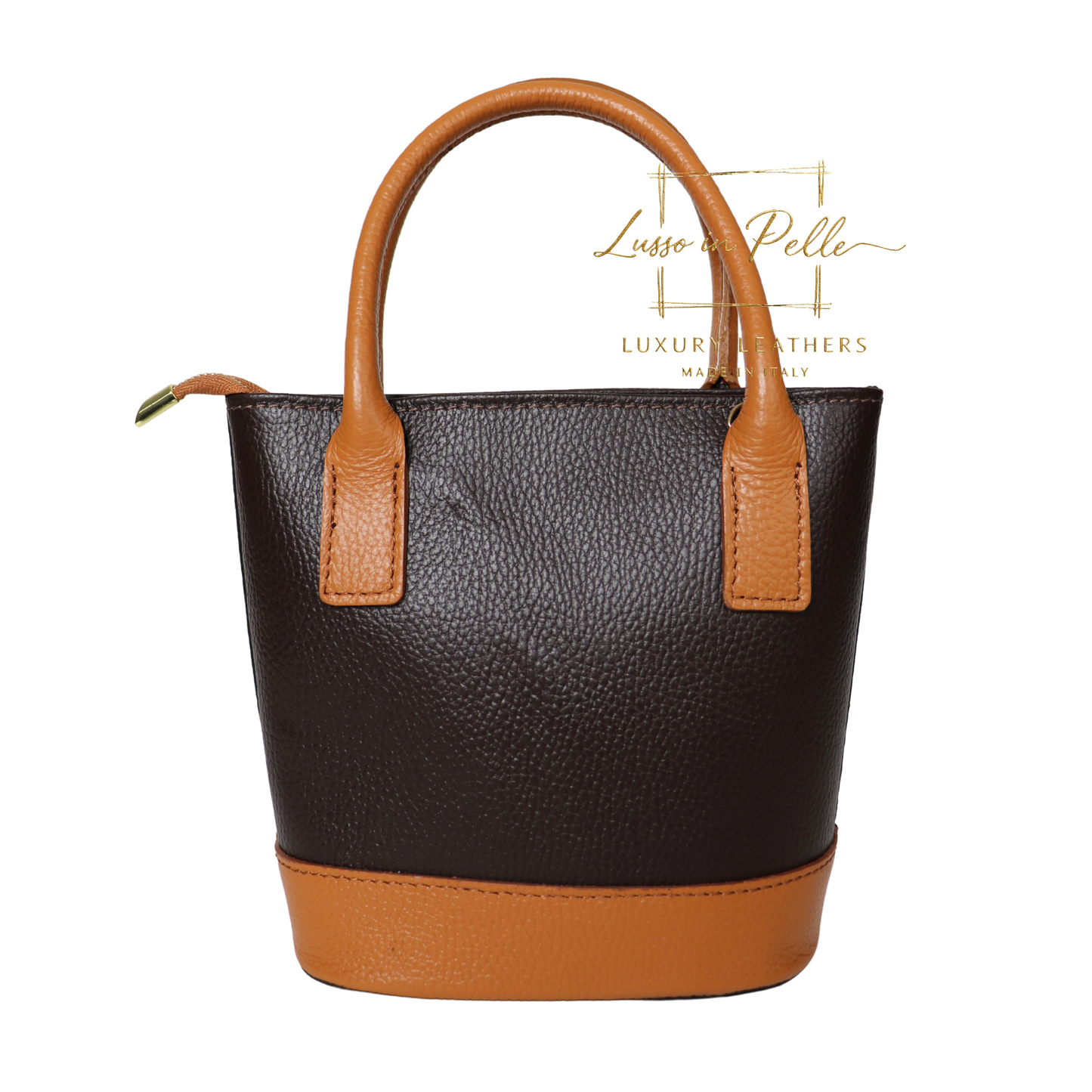 Grain Leather Bucket Bag with Crossbody Strap