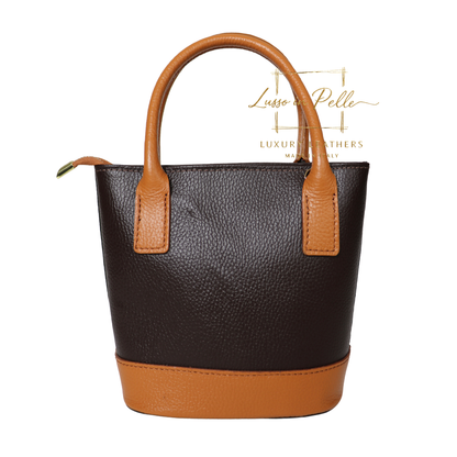 Grain Leather Bucket Bag with Crossbody Strap