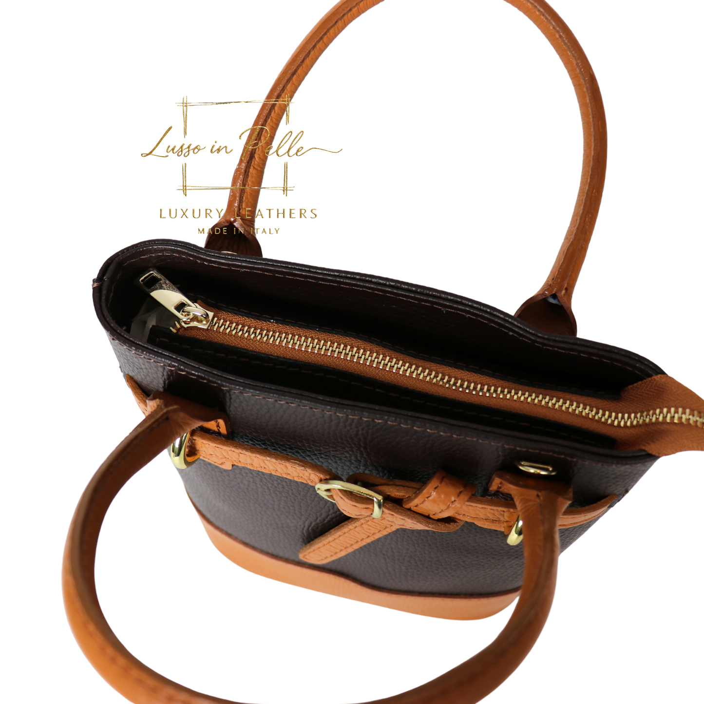 Grain Leather Bucket Bag with Crossbody Strap