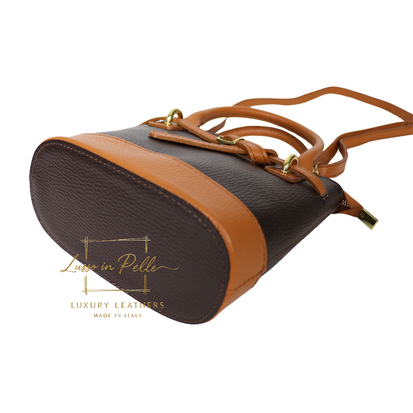 Grain Leather Bucket Bag with Crossbody Strap