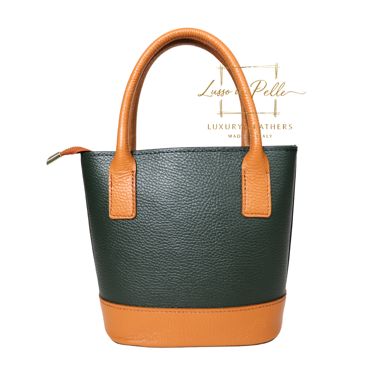 Grain Leather Bucket Bag with Crossbody Strap