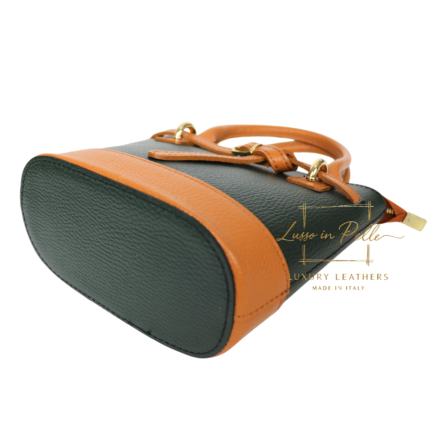 Grain Leather Bucket Bag with Crossbody Strap