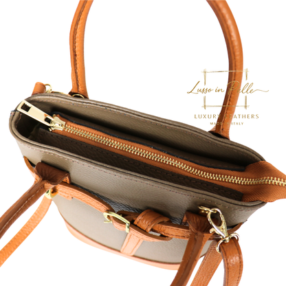 Grain Leather Bucket Bag with Crossbody Strap