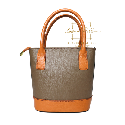 Grain Leather Bucket Bag with Crossbody Strap