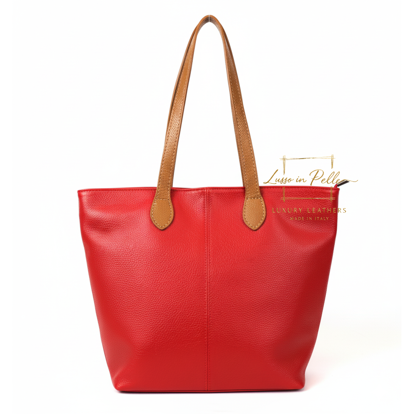 The Essential Tote (Handmade Italian Leather Shoulder Bag Tan Handle)