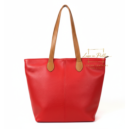 The Essential Tote (Handmade Italian Leather Shoulder Bag Tan Handle)