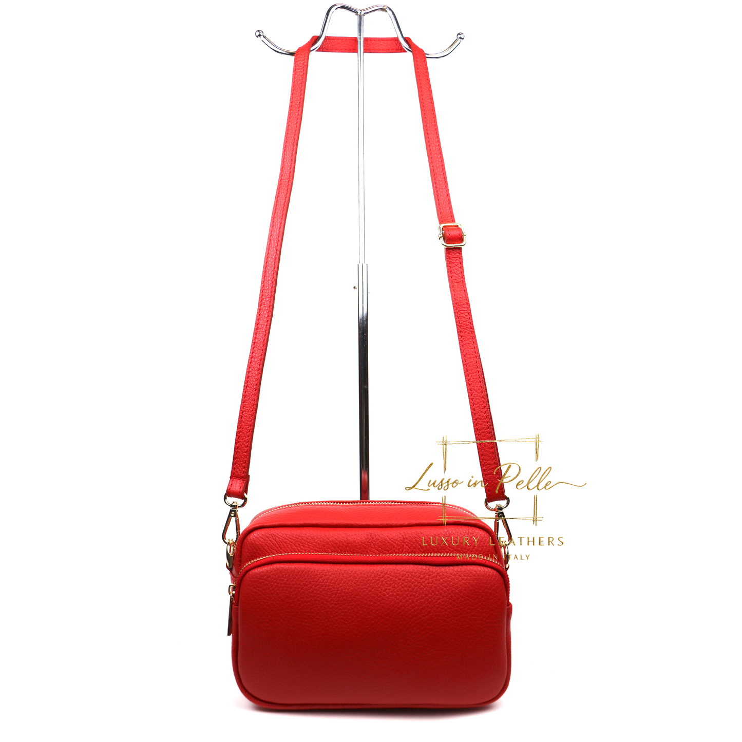 Double Zip Genuine Italian Leather Handbag
