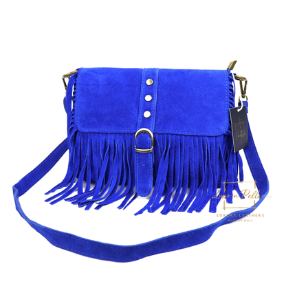 Fringe Suede Crossbody Bag with Adjustable Straps