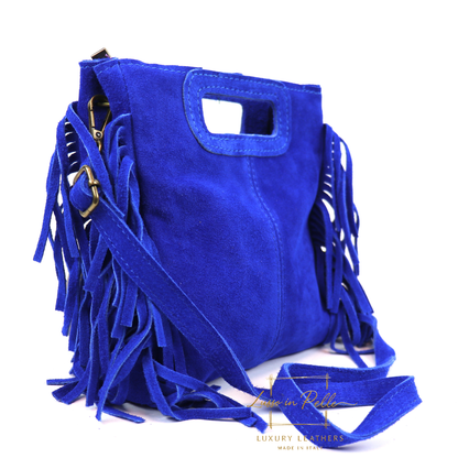 Suede Boho Tassel Crossbody Bag with Adjustable Detachable Straps