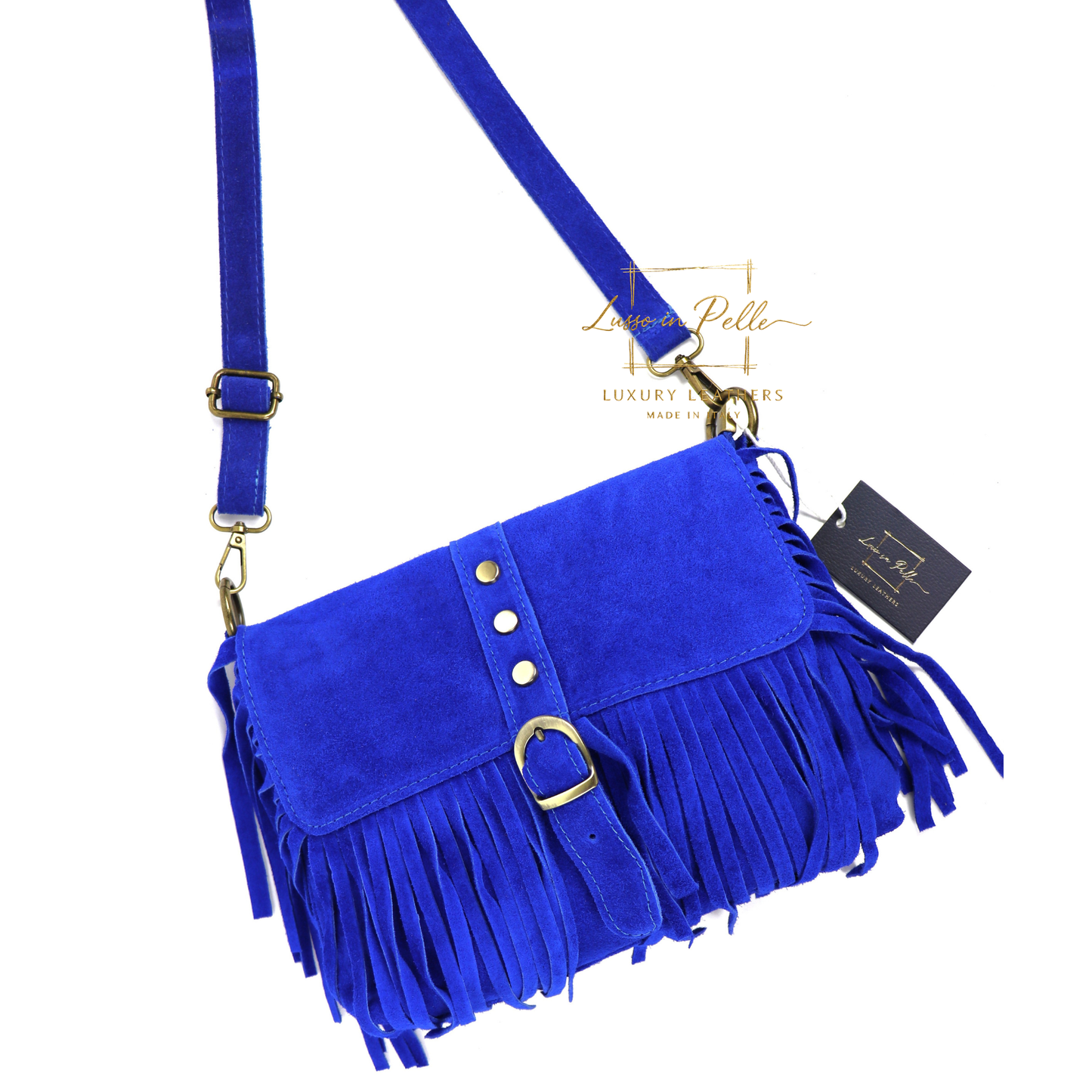 Fringe Suede Crossbody Bag with Adjustable Straps