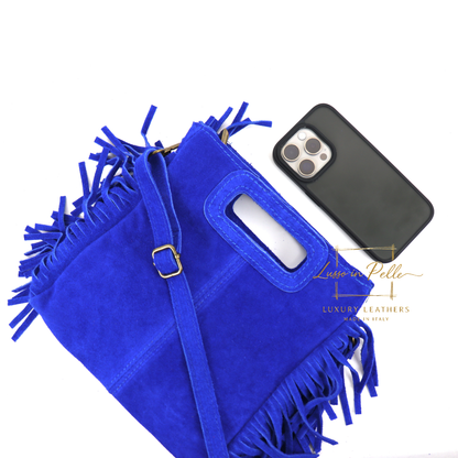 Suede Boho Tassel Crossbody Bag with Adjustable Detachable Straps