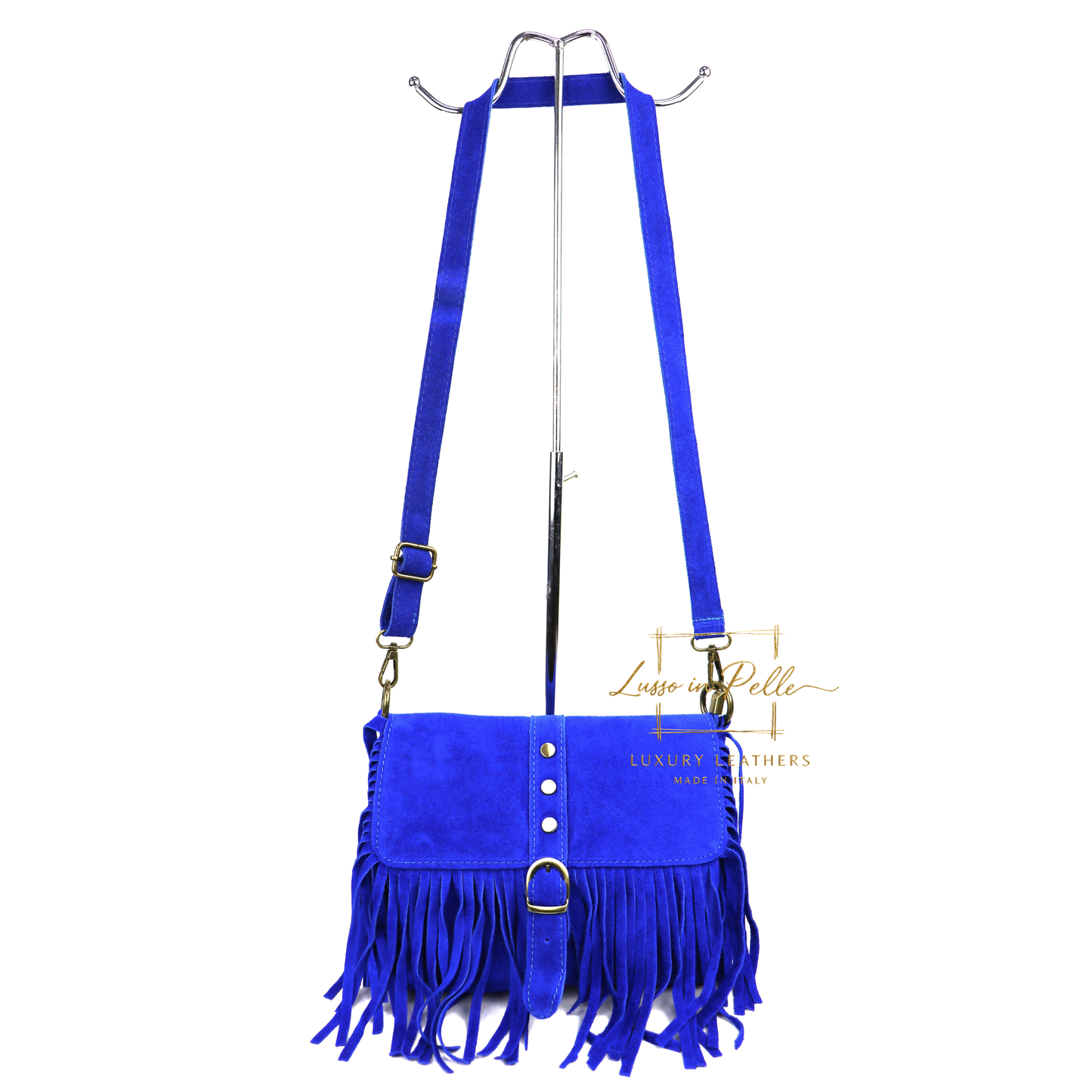 Fringe Suede Crossbody Bag with Adjustable Straps