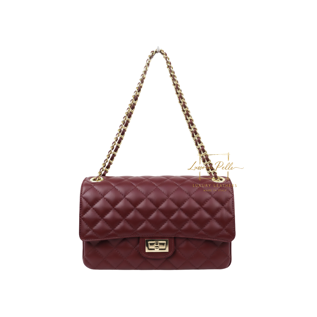 Large Quilted Italian Leather Handbag