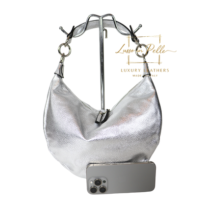 Grain Leather Half Moon Shoulder & Crossbody Bag