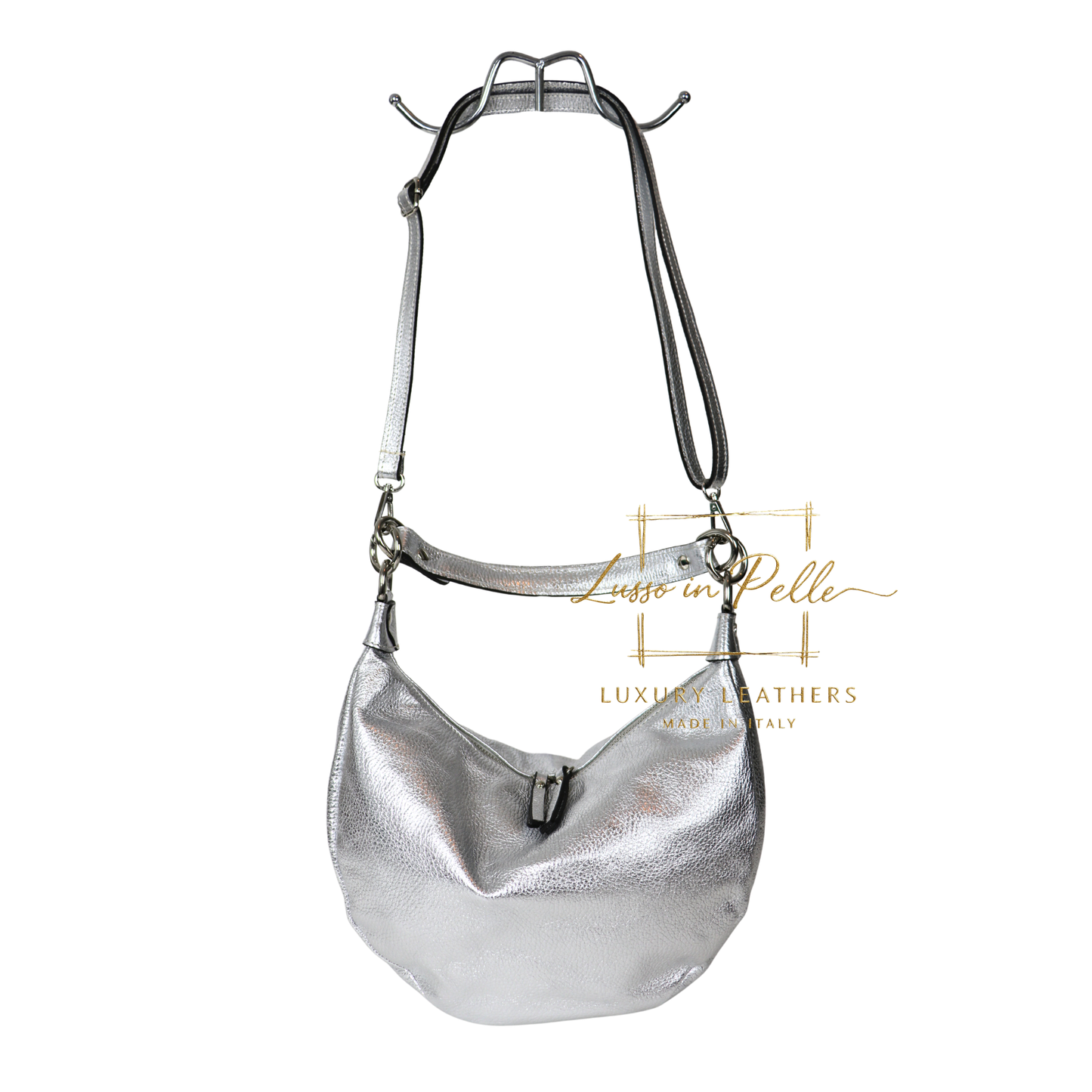Grain Leather Half Moon Shoulder & Crossbody Bag